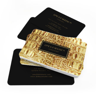 Tarjeta De Visita Luminoso Diseñador de oro Alligator Crocodile Skin