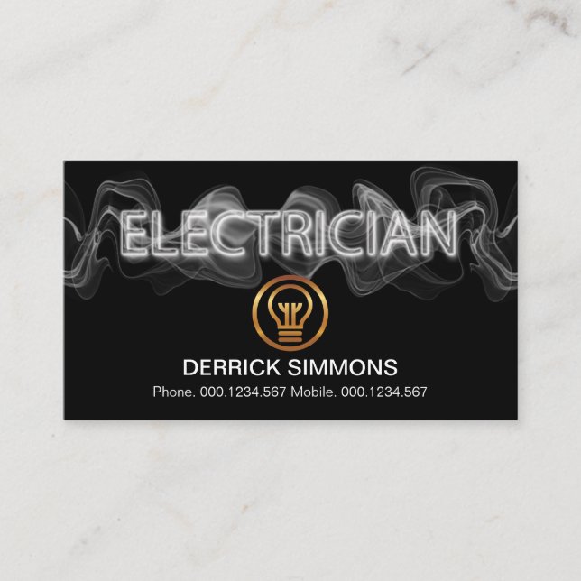 Tarjeta De Visita Luminoso electricista de luz eléctrica (Anverso)