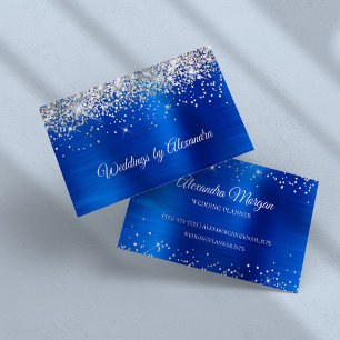 Tarjeta De Visita Luminoso Glitter Plateado Brillante Foil de Satén 