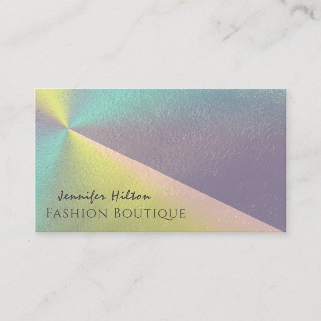 Tarjeta De Visita Luminoso lujoso y elegante holográfico (Anverso)