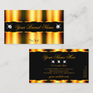 Tarjeta De Visita Luminoso Naranja Black Sparkling Diamantes Elegant