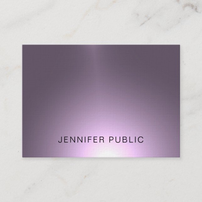 Tarjeta De Visita Luminoso Purple Elite Glam Diseño Profesional de L (Anverso)