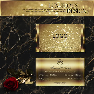 Tarjeta De Visita Luminoso Purpurina de oro Sparkling Golden Look Lo