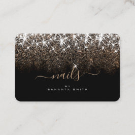 Tarjeta De Visita Luminoso Purpurina dorado Glam Stars Nails Designe