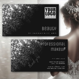 Tarjeta De Visita Luminoso Purpurina Silver Stars Professional Trend