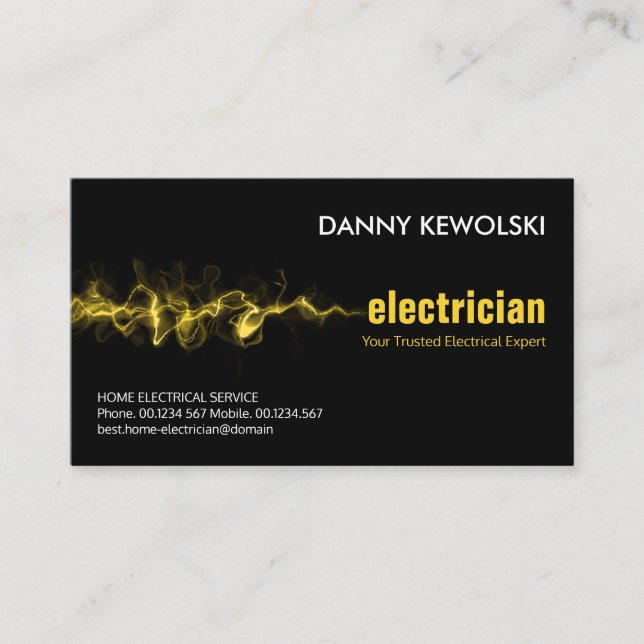 Tarjeta De Visita Luminoso Rayo Eléctrico, Electricista (Anverso)