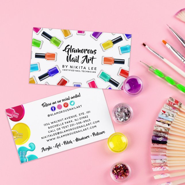 Tarjeta De Visita Luminoso salón de arte Nail Rainbow Tech en medios (Subido por el creador)