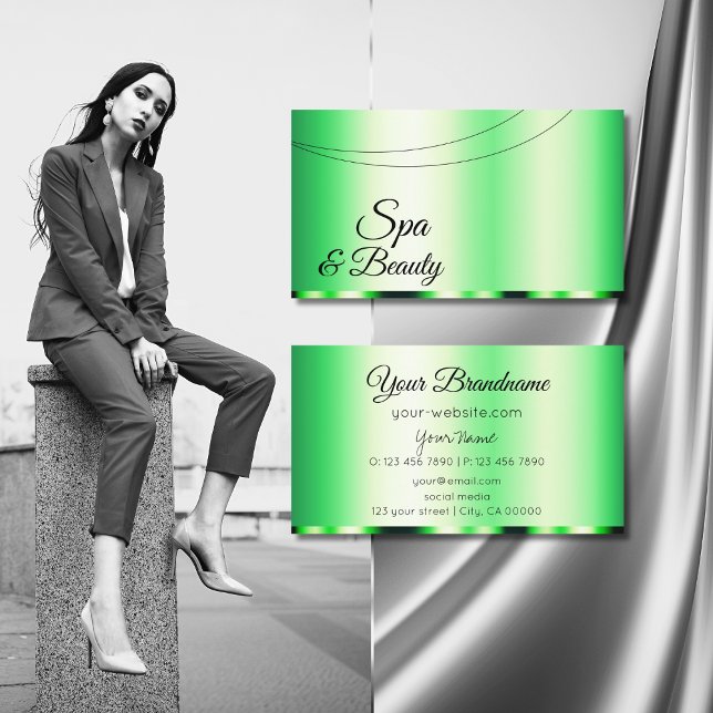 Tarjeta De Visita Luminoso Verde Glamoroso profesional y simple (Subido por el creador)