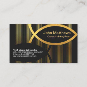 Tarjeta De Visita Luminosos Gold Lines Gold Ichthus Peces Cristianos