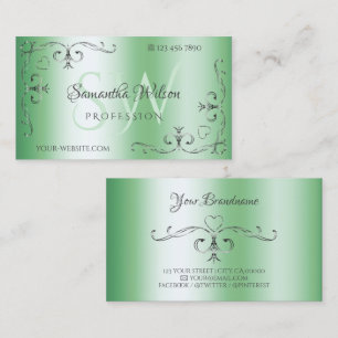 Tarjeta De Visita Luminosos rincones verdes de plata del Ornato con