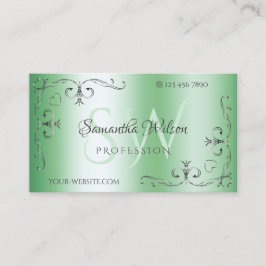 Tarjeta De Visita Luminosos rincones verdes de plata del Ornato con