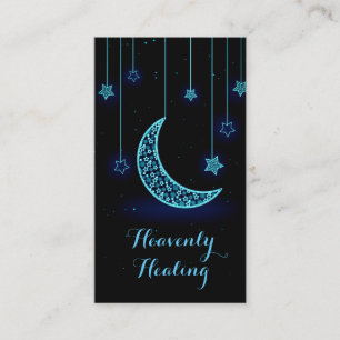Tarjeta De Visita Luna azul y estrellas modernas