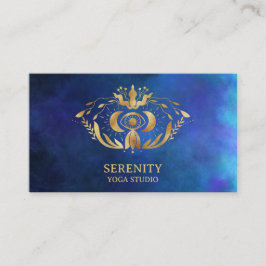 Tarjeta De Visita Luna Celestial Holística Tercer Ojo Nebulosa Azul