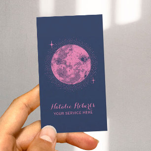 Tarjeta De Visita Luna Celestial y Estrellas Minimalista marina y ro
