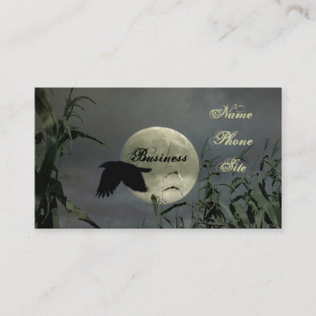 Tarjeta De Visita Luna completa con cuervo (Anverso)