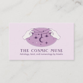 Tarjeta De Visita Luna cósmica astrófica y estrellas con manos