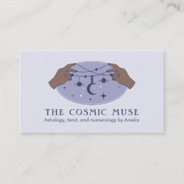 Tarjeta De Visita Luna cósmica astrófica y estrellas con manos