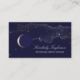 Tarjeta De Visita Luna creciente de las estrellas de la noche de la