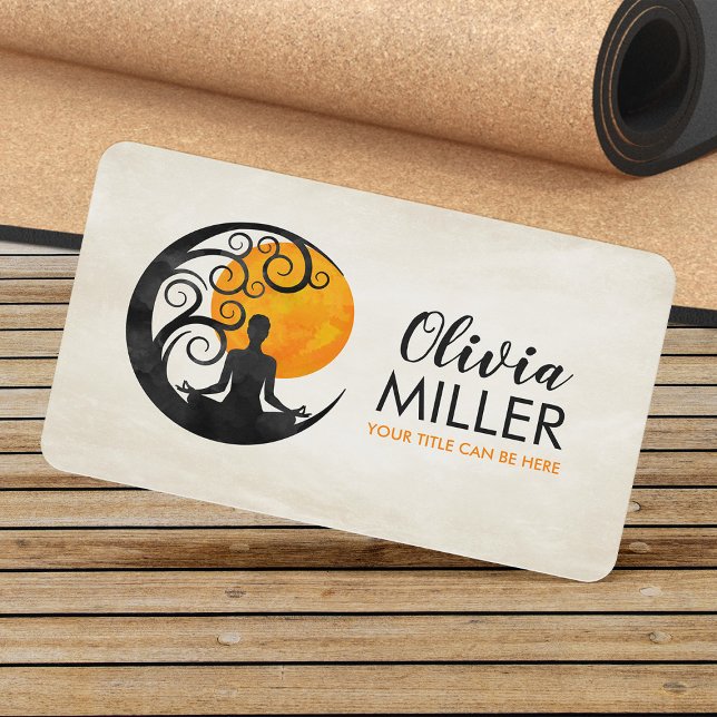 Tarjeta De Visita Luna de árbol de yoga y sol - acuarela (Subido por el creador)