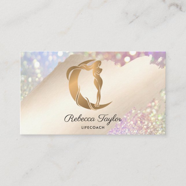 Tarjeta De Visita luna de yoga diosa mística celestial femenina (Anverso)