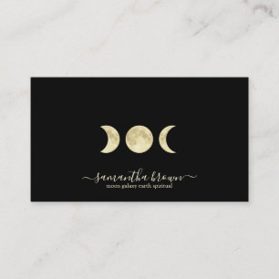 Tarjeta De Visita Luna Dorada Acuarela Minúscula Negra