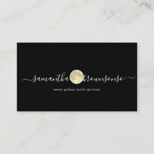 Tarjeta De Visita Luna Dorada Acuarela Negra Pequeña