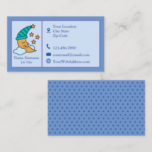 Tarjeta De Visita Luna Durmiente Y Estrellas Amarillas Personalizado
