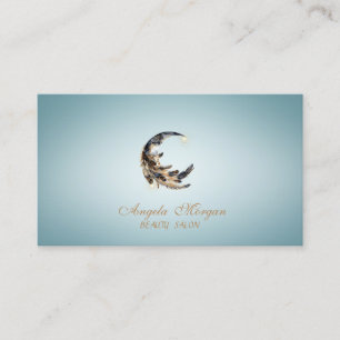 Tarjeta De Visita Luna elegante pluma azul