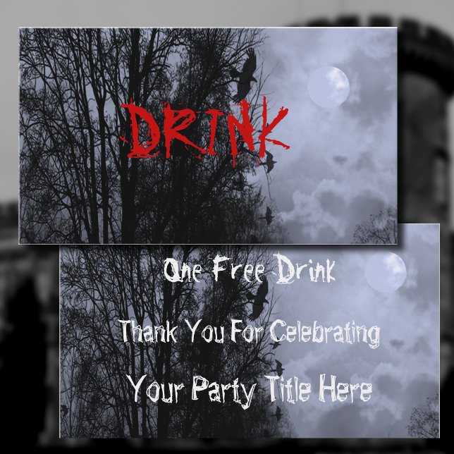 Tarjeta De Visita Luna embrujada con boleto de bebida húmeda azul Ra (Subido por el creador)