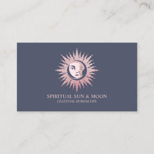 Tarjeta De Visita Luna Espiritual Sol Astrología Celeste navy