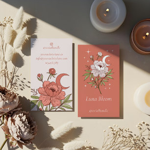 Tarjeta De Visita Luna Fantástica Fantástica de Peonia Celestial