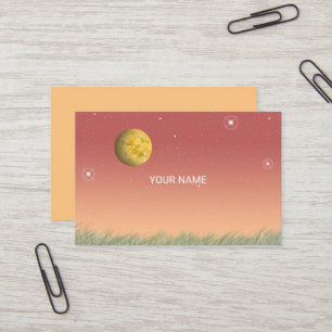 Tarjeta De Visita Luna fantástica y un silencioso cielo estrellado.