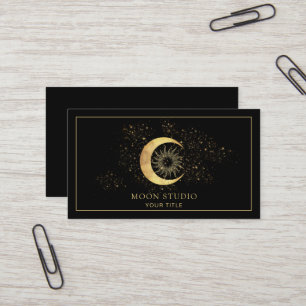 Tarjeta De Visita Luna negra de oro celeste