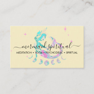 Tarjeta De Visita Luna Sirena Amarilla Zodiaco Espiritual Degradado