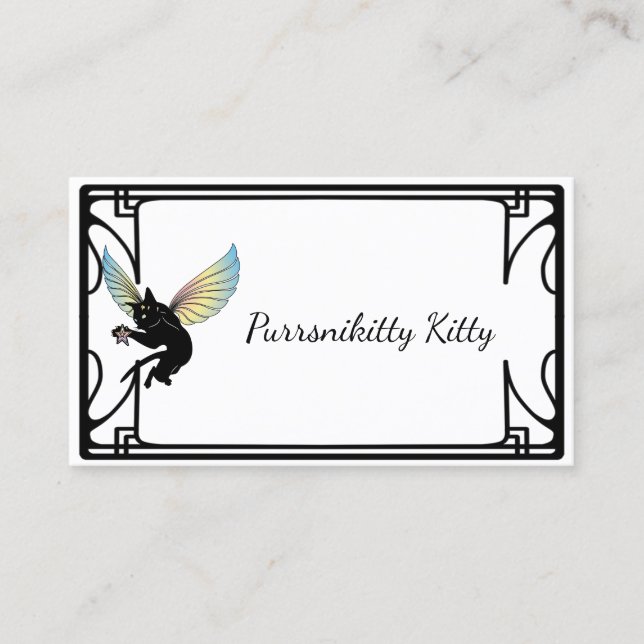 Tarjeta De Visita Luna y estrellas cósmicas del gato (Anverso)