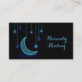 Tarjeta De Visita Luna y estrellas crecientes azules modernas