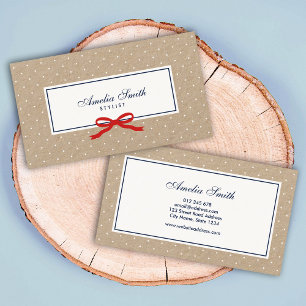 Tarjeta De Visita Lunar blanco elegante y cinta roja Kraft