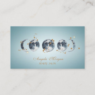 Tarjeta De Visita Lunas azules estrellas azules elegantes