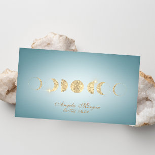 Tarjeta De Visita Lunas doradas elegantes azules