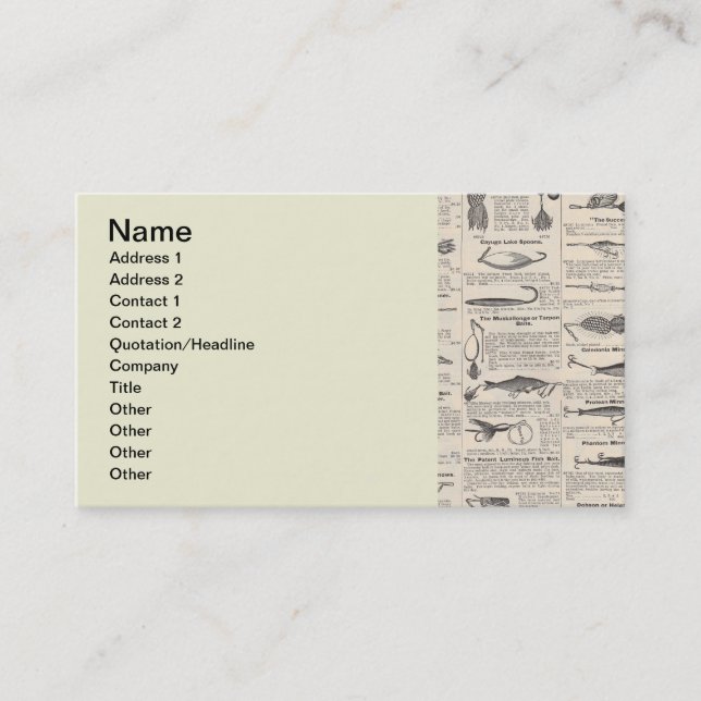 Tarjeta De Visita Lures de la pesca de vintage: pescador de la época (Anverso)