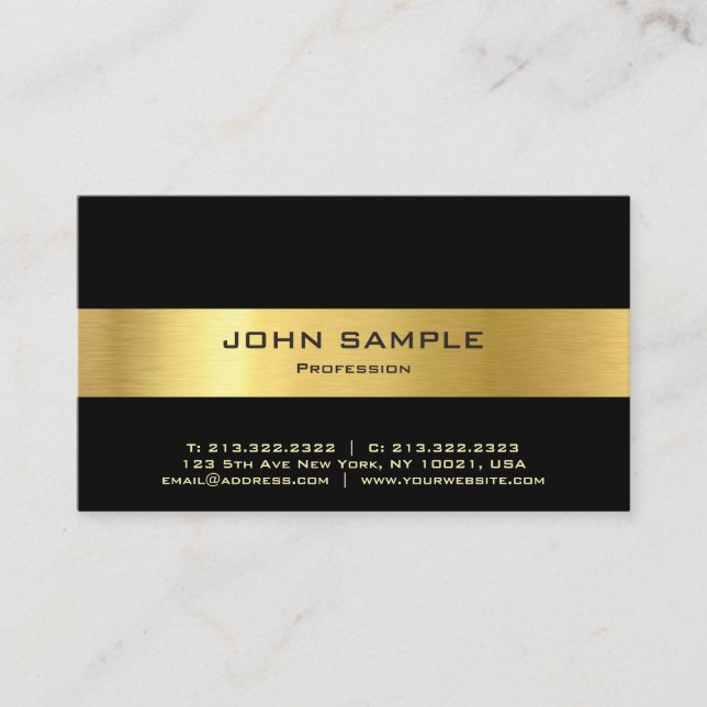 Tarjeta De Visita Lustre elegante moderno profesional del negro y (Anverso)