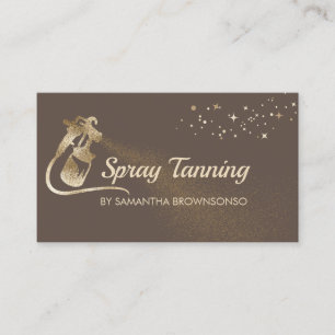 Tarjeta De Visita Lux Brown Gold Elegante Caligrafía Tan Spray