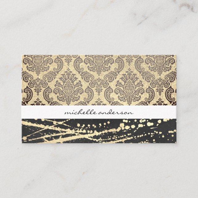 Tarjeta De Visita Lux Damask y Gold Expressive (Anverso)