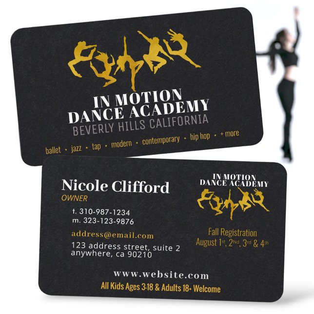 Tarjeta De Visita Lux Dance Studio Brass Gold Black Business Cards (Subido por el creador)