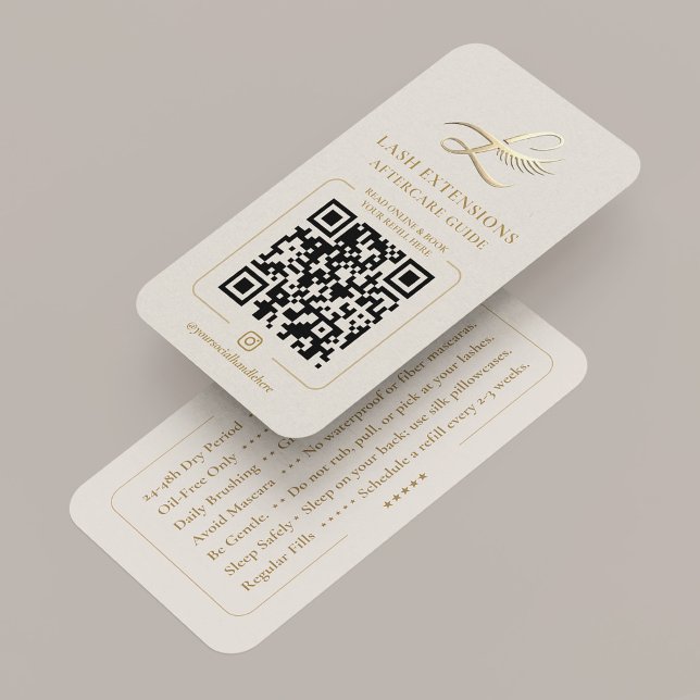 Tarjeta De Visita Lux Lash Extensions Aftercare Guide Card  (Lux Lash Extensions Aftercare Guide Instruction Member Card
)