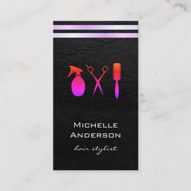 Tarjeta De Visita Lux White Stripes Ritzy Negro (Anverso)