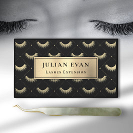 Tarjeta De Visita Luxe Black Gold Eyelash Stylist Business Card