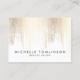 Tarjeta De Visita Luxe Faux Gold Confetti Rain Pattern Large