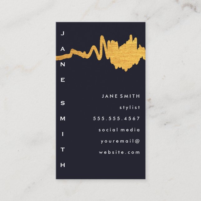 Tarjeta De Visita Luxe Faux Gold Texture Mark (Anverso)