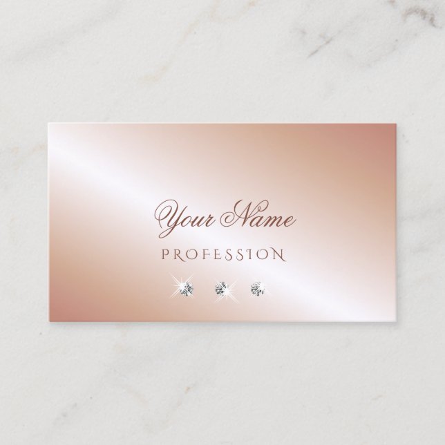 Tarjeta De Visita Luxe Glam Rosa Gold Sparkling Diamonds Luxurious (Anverso)